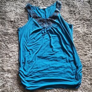 Women's Maurices Blue Tank Top with Beading Size 1